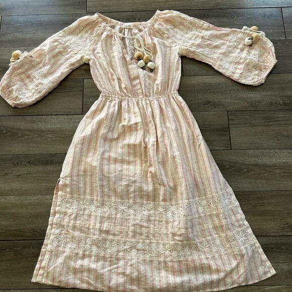 Rare Loveshackfancy Pink Isla Midi Embroidered Boho Dress - Picture 2 of 15